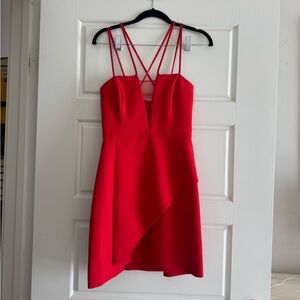 BCBGMaxAzria Red Asymmetrical Cocktail Dress